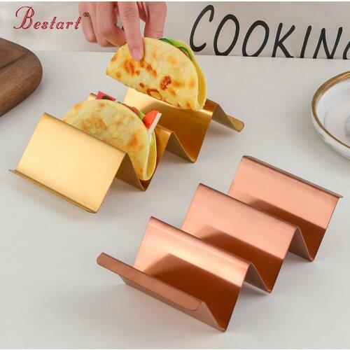 2PC Taco Holder Stand Stainless Steel Pie Tool Wave Shape Mexican Food Rack Pizza Hot Dog Stand Tako Holder Kitchen Dinner Plate
