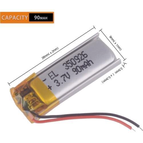 3pcs/Lot 3.7V 90mAh Rechargeable li-Polymer Li-ion Battery For bluetooth headset 3D glass Smart bracelet Self-timer Pole 350926
