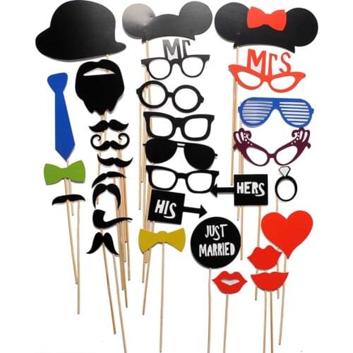31pcs Mustache On A Stick Wedding Party Photo Booth Props Photobooth Funny Masks Bridesmaid Gifts For Wedding Decoration