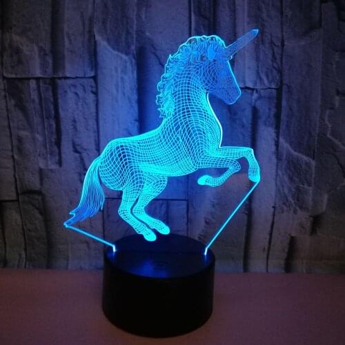 Unicorn 3D Night Light, 7 Color Touch Decorative LED Bedside Table Lamp for Kids Room Xmas Birthday Gifts for Boys Girls Child