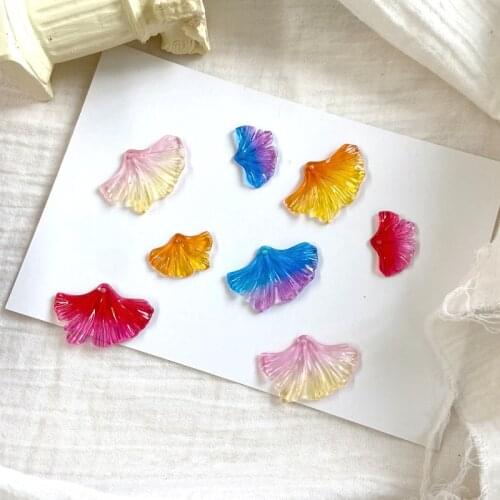 Forest style 50pcs/lot color print cartoon Apricot leaves shape resin beads diy jewelry earring/garment pendant accessory