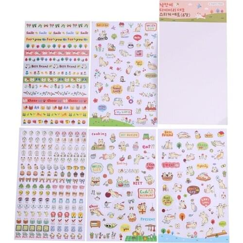 6 Sheet Pattern Cute Animals Stickers PVC DIY Decoration Diary Stickers Memo Scrapbooking Notebook Making Gift