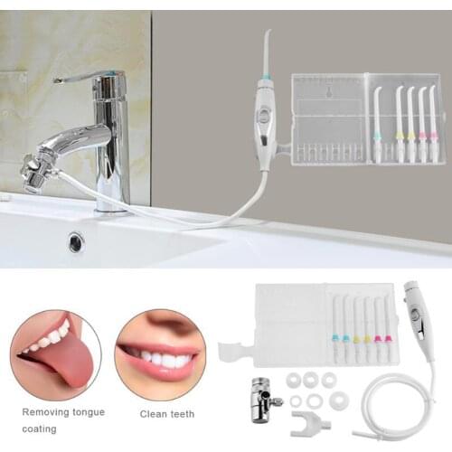6 Tips Family Switch Faucet Oral Jet Irrigator Pressure Water Dental Flosser SPA Cleaner Interdental Brush Teeth Cleaner