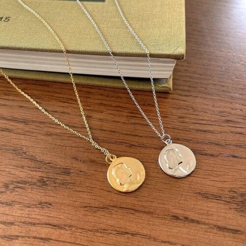 Amaiyllis 925 Sterling Silver Portrait Coin Necklace Pendant Light Luxury Bohemian Clavicle Necklace For Female Summer Jewelry