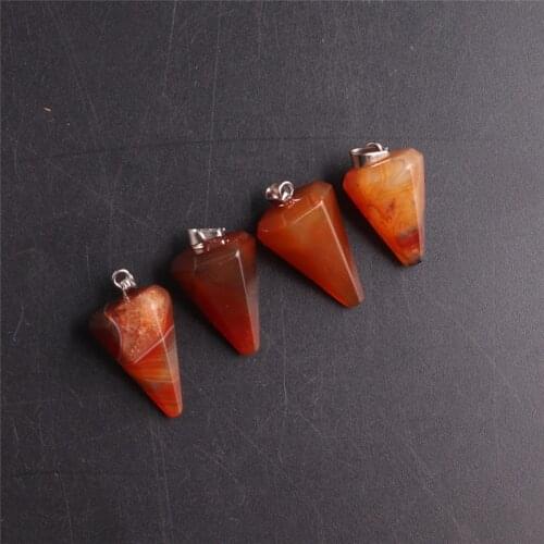 Balancing Carnelian Necklace Hexagonal Pyramid Tapered Natural Stone Pendant Necklace Healing Chakra Energy Pendulum Amulet