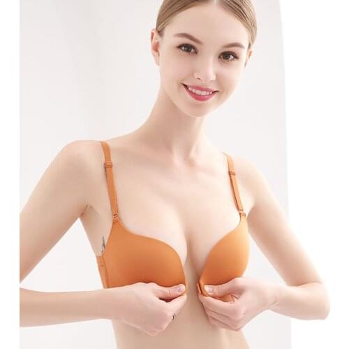 DeRuiLaDy Sexy Lingerie Comfortable Adjusted Bras For Women Seamless Bra Underwear Front Closure Wireless Push Up Bra Bralette