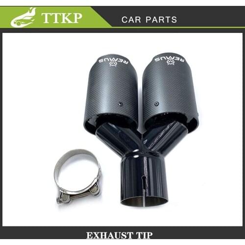 One Piece Air Lnlet (48/57/63/80mm) Exhaust (76/89/101/114mm) Straight Flange Matt Carbon Fiber Muffler Pipe With Remus Logo