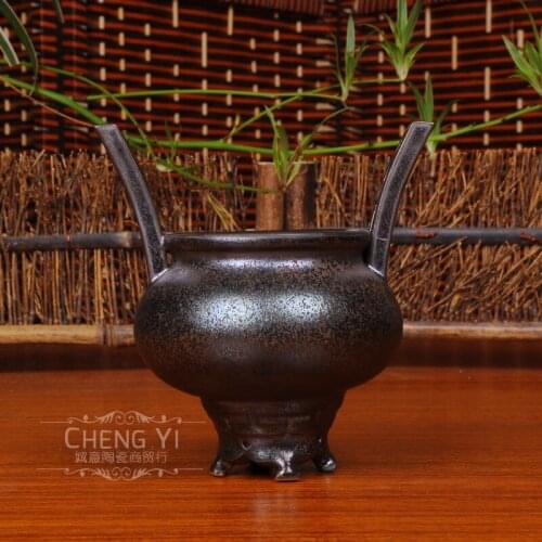 Boutique luxury ceramic incense burners rust glaze retro inserted incense burner incense traditional furniture of Taoism