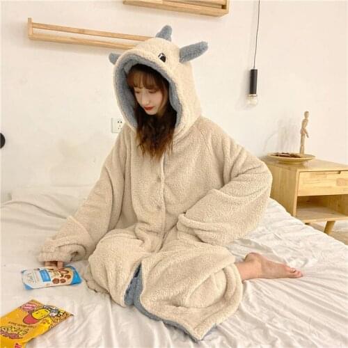 Oversized Super Long Flannel Hoodies Blanket Autumn Winter Warm with Sleeves Fleece Home Coat Sweatshirts Loose Tops Cute Kawaii