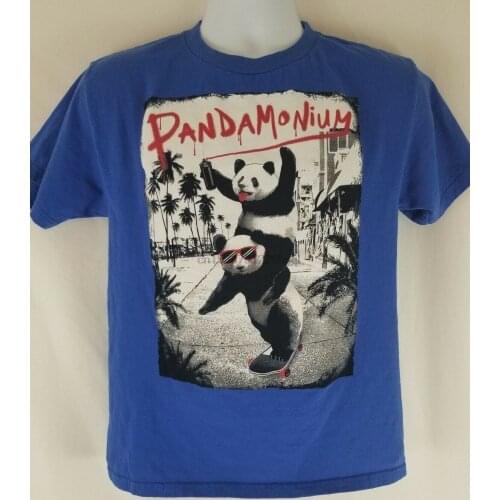 Riot Society Pandamonium SkateBoard Theme Blue T- Shirt Size Large Free Shipping