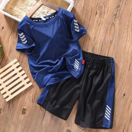 Boy Suits Childrens Clothing Summer Baby Boys Loose Casual Mesh Short Sleeve Suit Boy Tshirt + Shorts 2pcs Quick-drying Clothes