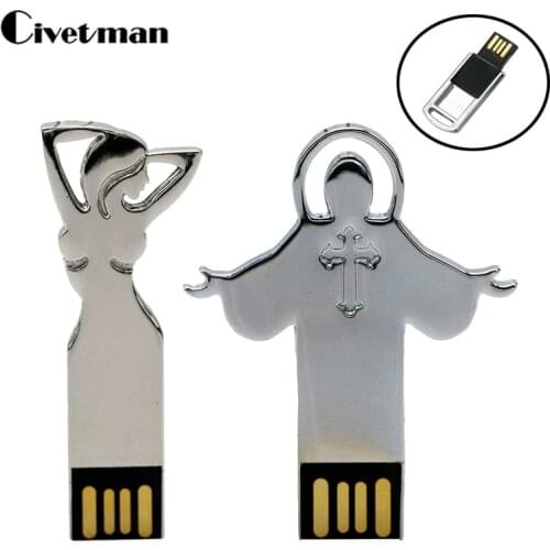 New Style Priest Model 8GB 16GB 32GB 64GB 128GB 256GB Pen Drive Metal Jesus Cross USB 2.0 Memory Stick USB Flash Drive Pendrive