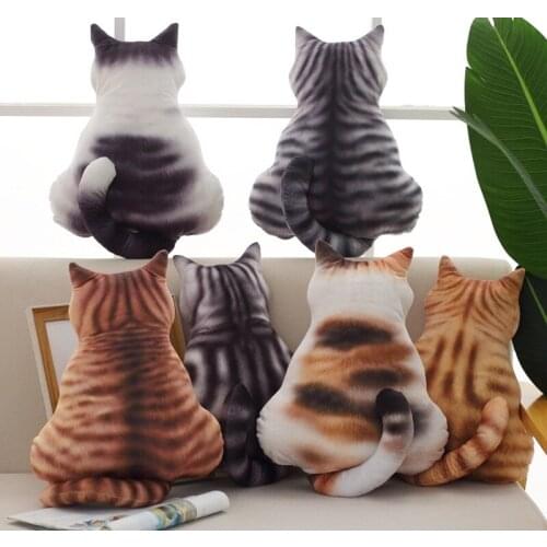 Cute 3d Decorative Cat Cushion Pillow 3D Printed Cat Back Cushion Plush Toy Gift Simulation Cat Pillow Home Sofa Decoration