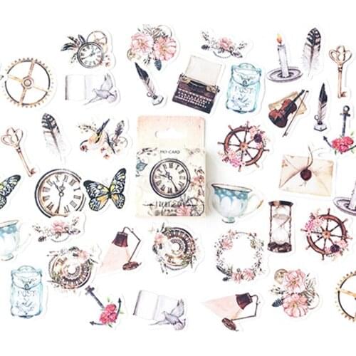 MO.CARD old days stamp mini paper diary sticker Scrapbooking Decoration label 1 lot = 1 pack = 45 pcs