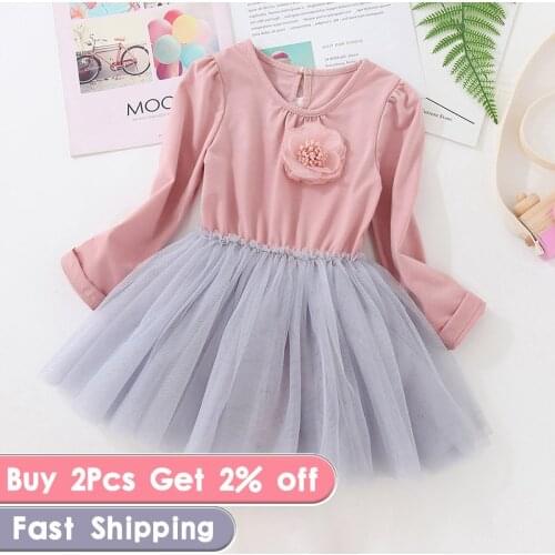 Fashion Baby Girls Dress Long Sleeve Flower Kids dress for girls tutu party costume children clothing spring vestidos