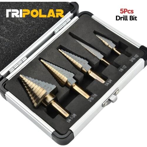 5pcs Step Drill Bit Set Hss Cobalt Multiple Hole 50 Sizes Cobalt Titanium Conical Carbide Drill Perforator Hole Cutter Tool