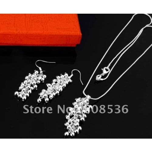 2017 new fashion jewelry, S925 Silver color necklace, Grape necklace + earrings 2 pieces of Christmas gift S11