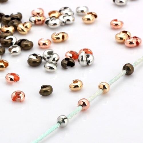 OlingArt dia 5MM 120pcs/lot Plating Rhodium/Gold/Bronze/Rose gold mixing Copper Crimp Round Covers DIY Jewelry Making