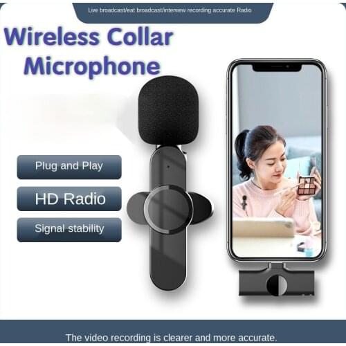 Professional Wireless Microphone Display Voice Recording Mic Mini Lavalier Microphone for Iphone/android/computer/PC Online Live