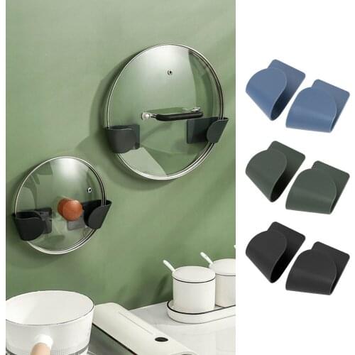Plastic Hanging Holder Pot Lid Holder Kitchen Organizer Cooking Tools Holder Stand 1 Pair Wall-Mounted Storage Rack