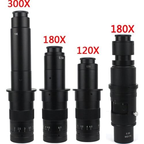 Adjustable 180X 120X 300X 200X 130X Zoom C-mount Lens 0.7X~4.5X Magnification 25mm For HDMI USB Industry Video Microscope Camera