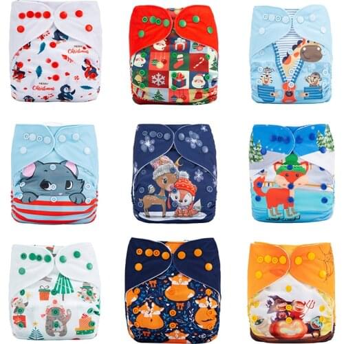 Adjustable Print Cloth Diaper Eco-Friendly Cartoon Animals Baby Nappies Waterproof Breathable Nappy Infant Baby Training Pants