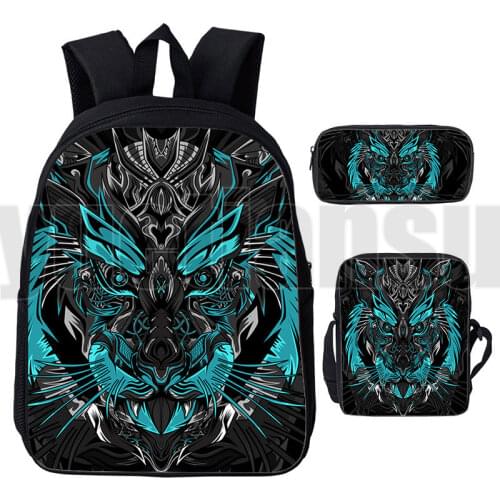 Abstraction Animal Tiger Wolf Dragon Diy Colorful Backpack Terror Skull Ghost Shoulder bag School Bags unisex Lion Pencil case