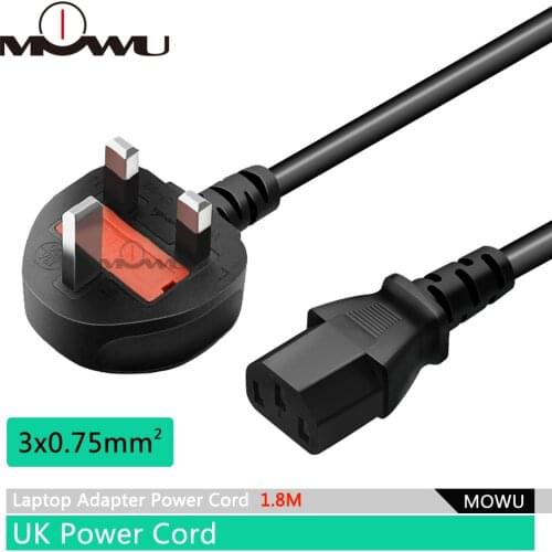 MOWU UK Plug Power Cord 1.5m 1.8m 3m 6ft Main Kettle IEC C13 Power Extensio Cable For PC Computer Monitor Printer 3D Printer TV