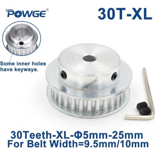 POWGE 30 Teeth XL Timing Synchronous pulley Bore 5/6/6.35/7/8/10/12/14/15/16/17/19/20/22/25mm for Belt width 10mm 30teeth 30T