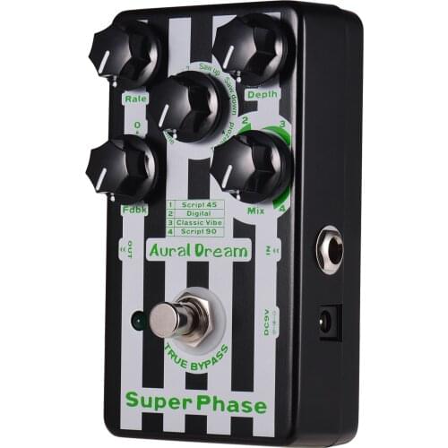 Aural Dream Super Phase Phaser Guitar Effect Pedal 4 Modes 6 Waves Aluminum Alloy Shell with True Bypass Guitar Accessories