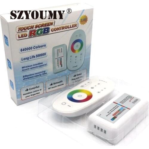 SZYOUMY DC 12V 24V RGBW OR RGB Led Controller For SMD 5050 3528 Led Strip 2.4G RF Touch Screen Remote Control 6A Per Channel