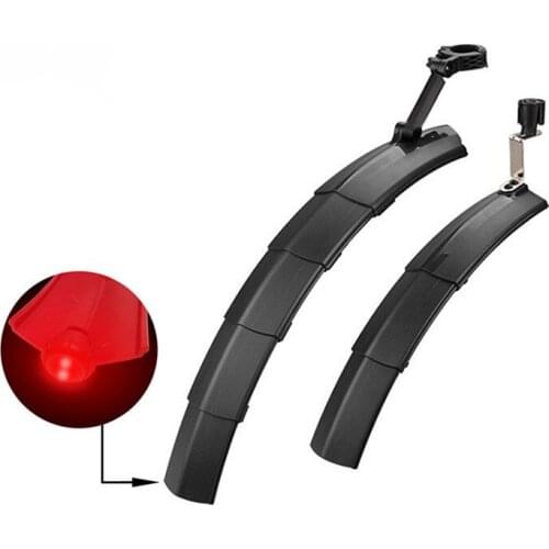 Telescopic Folding Bicycle Fender Taillight Mountain Road Bike Adjustable Mudguard Front Rear Wings For Bicycle Bike Parts