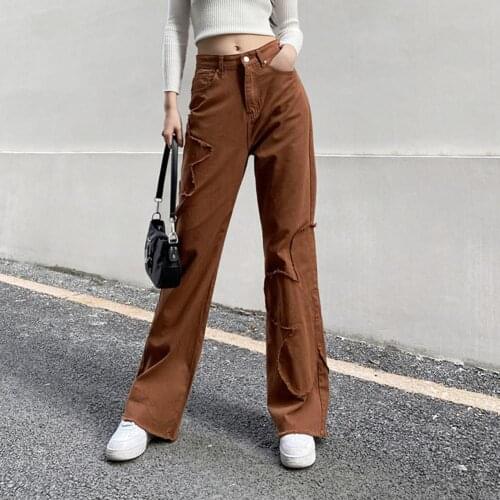 Elegant Women Blue Jeans Harajuku High Waist Floral Patchwork Trousers Vintage Loose Mid Rise Solid Denim Wide Leg Cargo Pants