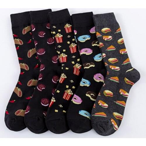 Women Socks Funny Cute Cartoon Fruits Banana Avocado Lemon Egg Cookie Donuts Food Happy Colorful Novelty Skateboard Socks