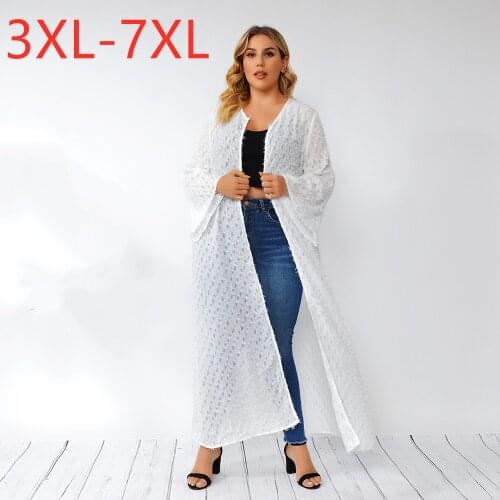 New 2021 Ladies Summer Plus Size Cardigan For Women Large Long Sleeve Large Loose Sunscreen Thin Long Coat 3XL 4XL 5XL 6XL 7XL