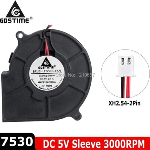 10 Pieces LOT Gdstime 2Pin 75mm 75x30mm 7530s Radial Turbo Blower Fan Cooling Fan DC 5V