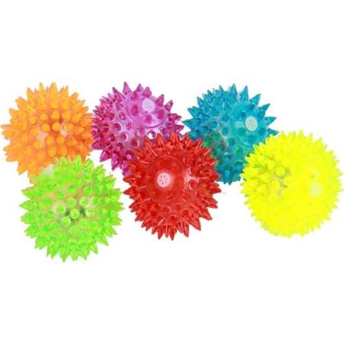 100pcs/lot Fast shipping Dog Cat Pet LED Squeak toy Rubber Chewing Bell Ball whistle ball Hedgehog Fun Toys#356