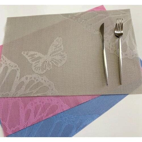 4pcs Placemat TableCloth Washable PVC Table Mat Diagonal frame Stain-Resistant Dining Disc Bowl Pad Coaster Non-slip Pad