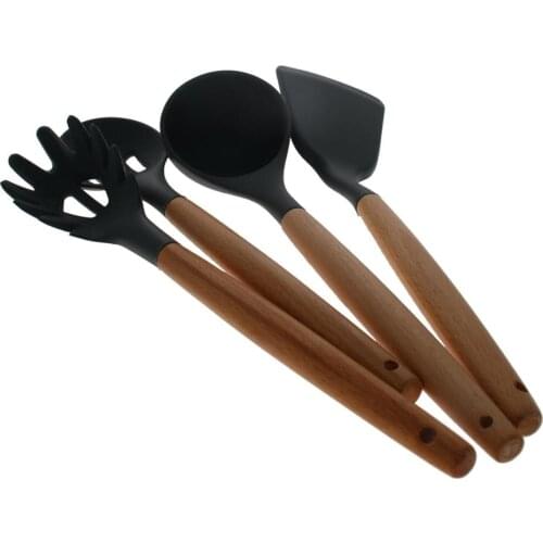 5/8/9pcs/Set Wooden Silicone Kitchen Utensil Nonstick Cooking Tools Spoon Turners Spatula Tongs Cookware Baking Kitchen Gadgets