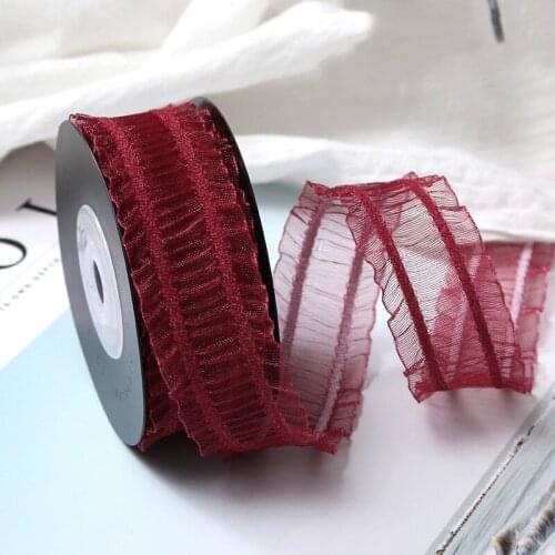 5 Meters) 25mm/40mm Pleated Tulle Lace Fabric Ruffle Trim Embroidered Collar Ribbon Sewing Clothing Skirt Splicing Material