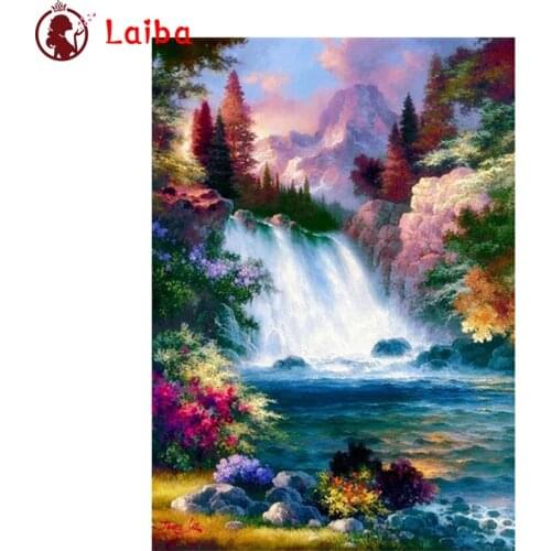 Diamond Embroidery Abstract landscape, waterfall Picture Diamond Painting Full Square round drill Mosaic Cross Stitch Wall Art