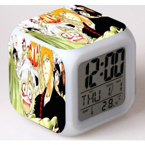 Anime Bleach Cartoon LED 7 Color Flash Digital Alarm Clocks Night Light Bedroom Desk Clock despertador Alarm-Clock