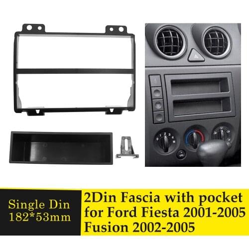 Single Din Car Radio Fascia with Pocket For Ford Fiesta 2001-2005 Fusion 2002-2005 Dash DVD Stereo CD Panel Dash Mount Frame Kit