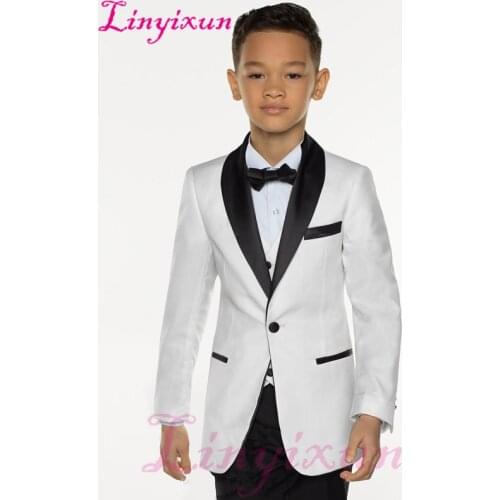 Linyixun White Boy Suit Set Kids Boy Suits for Weddings Prom Suits Children Formal Dress for Boys Kids Tuxedo