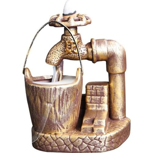 Free Cone Incense Holder Waterflow Ceramic Smoke Fountain Calming Incense Burner Craft Living Room Gift Item for Home Decoration