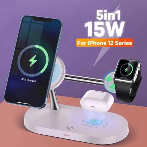 15W 3 in 1 Qi Wireless Charger Stand Mobile Phone Fast Charging Station Adapter For iPhone 12 11 Pro Max Apple Airpods Watch 6