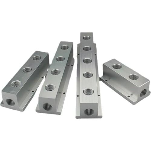 1/4" BSP Female 2 3 4 5 6 7 8 9 10 Ways 4-12 Ports Solid Aluminum T-Shape Air Manifold Block Splitter