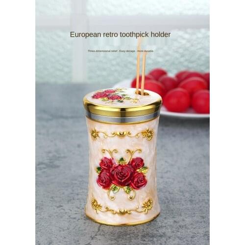 Retro toothpick holder rotating cover toothpick box creative living room home personality cute portable toothpick bucket