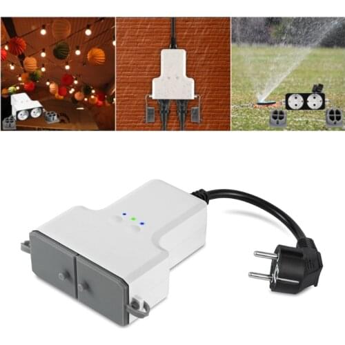 Dual WIFI Smart Waterproof Socket IP44 Outdoor Smart Plug Outlets Tuya Works with Smart Life Home App Timer Voice Remote Control