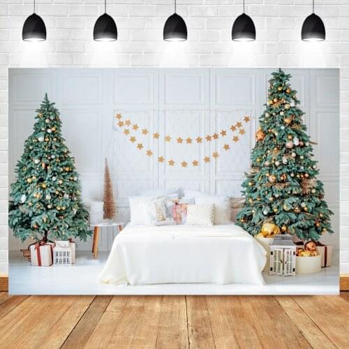 Photo Backdrop Christmas Trees Bedroom Interior Scene Chlld Kids Family Shoot Party Photography Background Photocall Photostudio